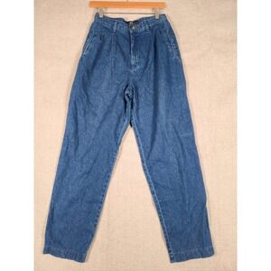 VTG 80s Lee‎ Women's Sz 10 Medium Blue Denim High Waisted Pleated Jeans Bareback